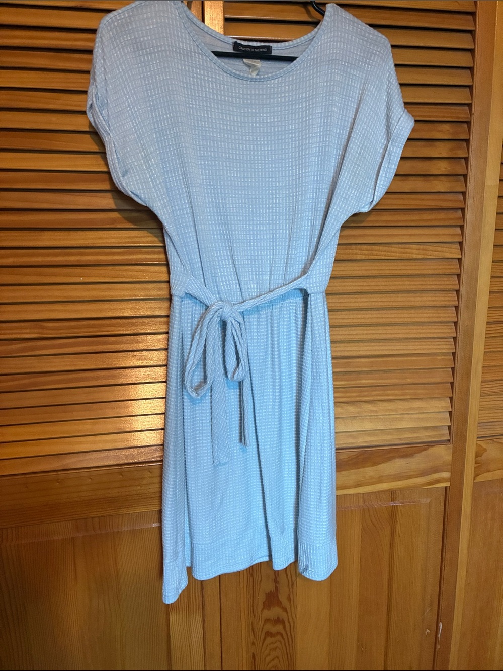 Caution To The Wind Light Blue Tie-Waist Midi Dress
